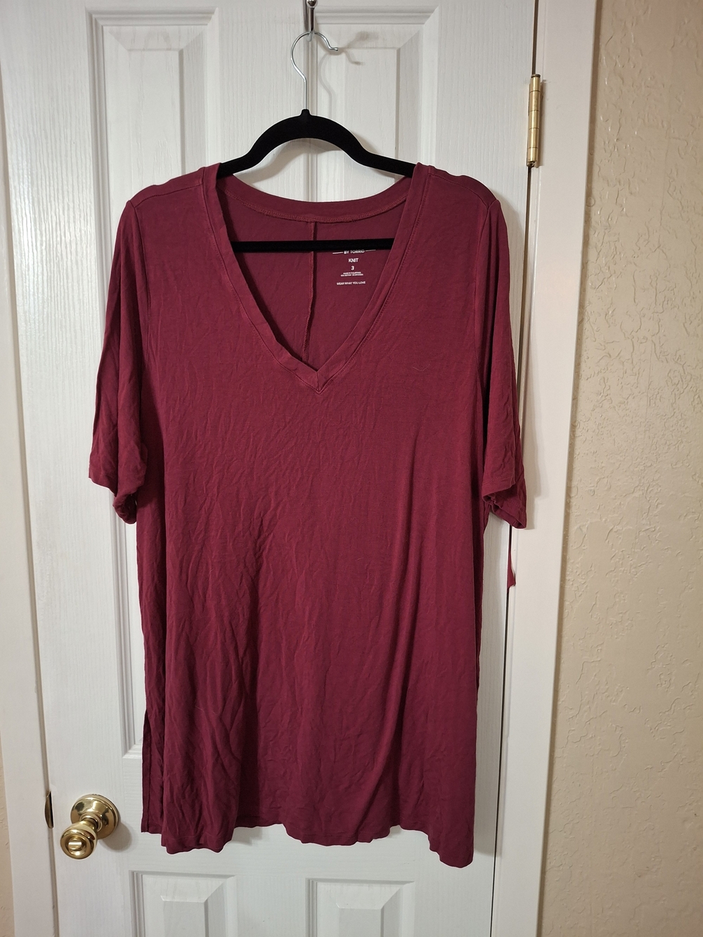 torrid Deep Berry V-Neck Short Sleeve Tunic